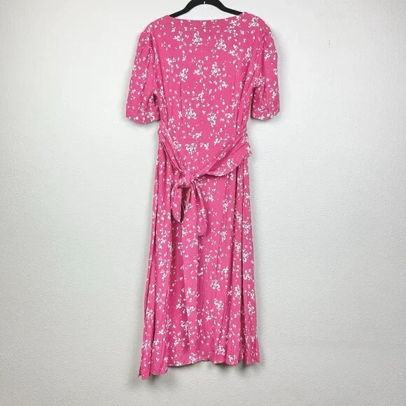 Seraphine Women's 8 Raspberry Sanna Maternity Nursing Midi Dress Viscose Floral - Picture 13 of 16